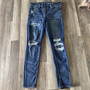 American Eagle Next Level Stretch Hi-Rise Jegging Women's Distressed Size 10